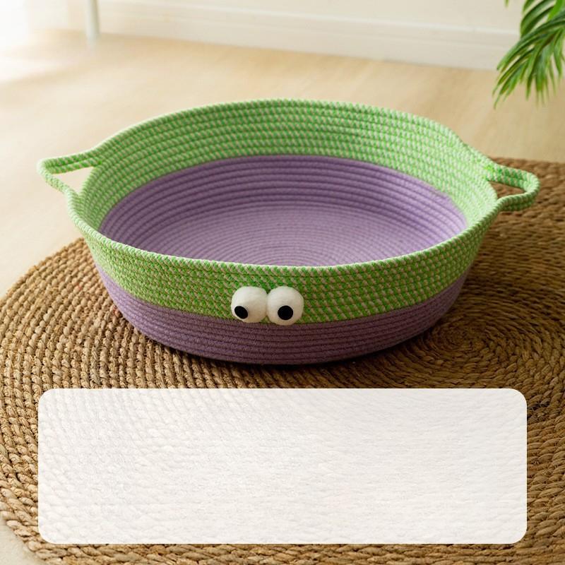 

Милый маленький медведь, летняя дышащая хлопковая веревочная будка для маленьких и средних собак и кошек, четырехсезонный веревочный коврик для собак, будка для кошек, будка для домашних животных S:33*29*11CM