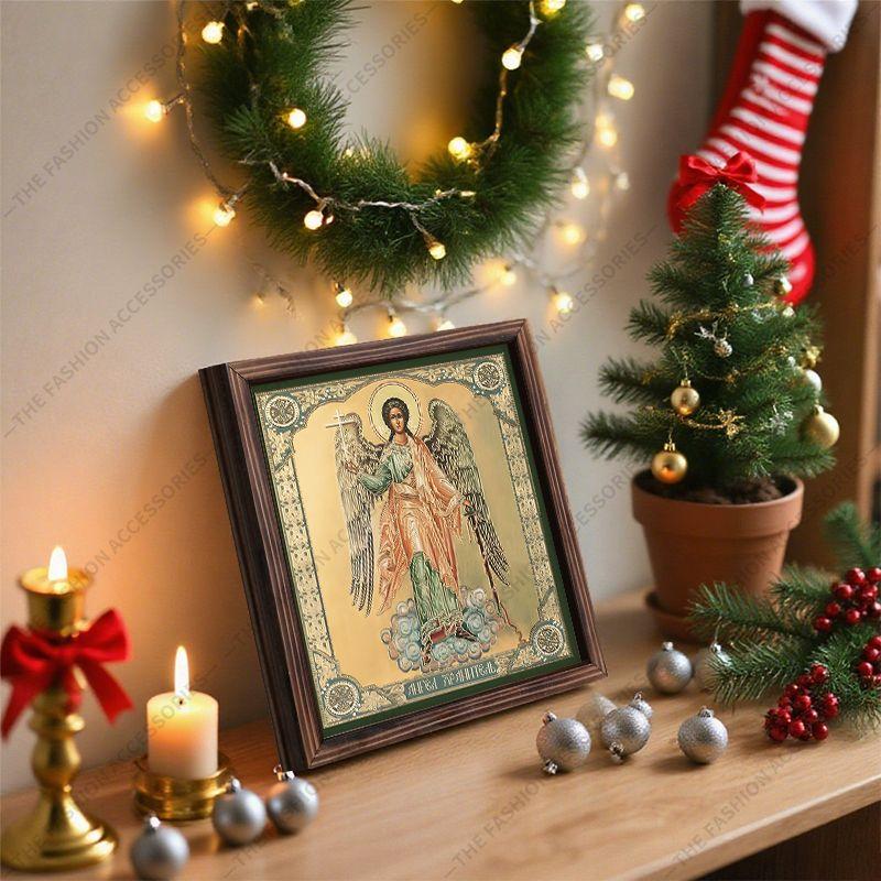 Decorative painting of Orthodox icons,Consecrated icon "The Guardian Angel",Photo frame painting,Christian Wall Art,20cm*20cm,Spiritual decor gift