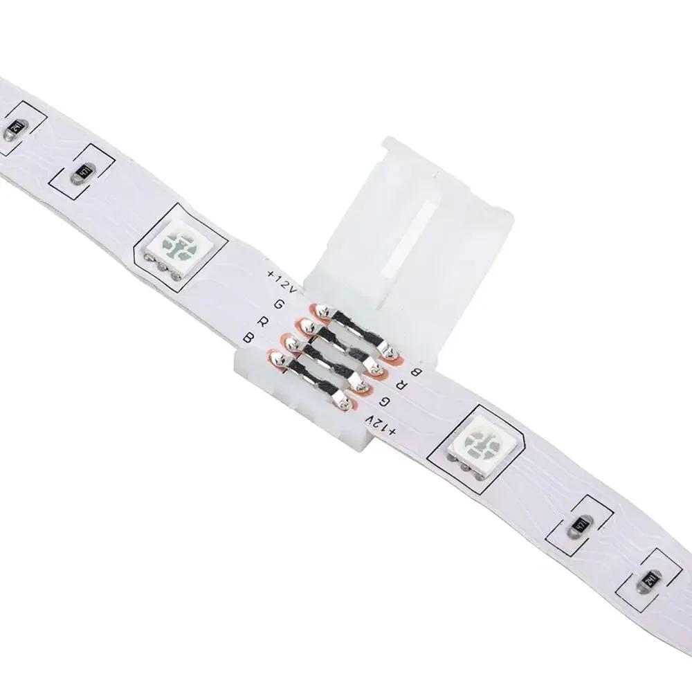 10/20 Pcs/Set 10mm 4 Pin LED RGB Connector Set Connecting Extending Unwired Gapless Solderless SMD 5050 RGB Connector