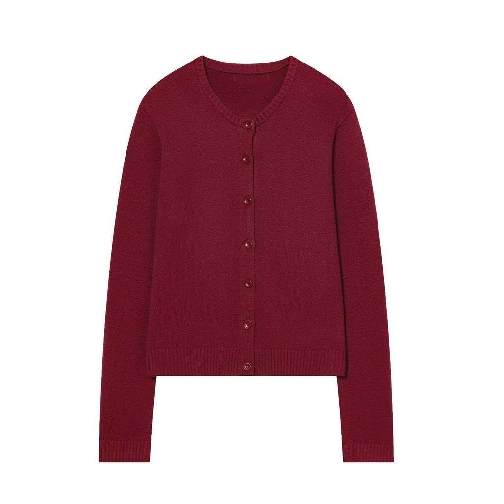 Women's Autumn Round Neck Knit Cardigan - Versatile, Solid Color