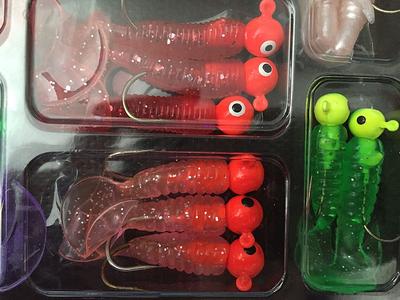 Angelköder Set Jig Bleikopf Haken Weicher Wurm Grub Einzelschwanz Köder 17St