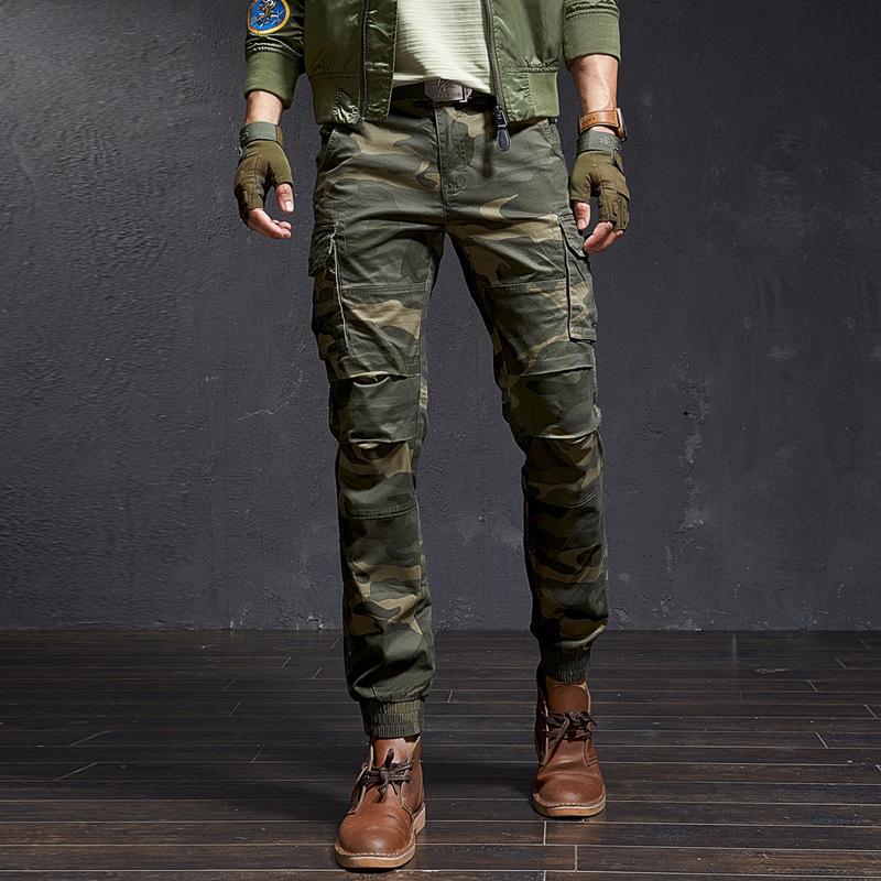 Wovey Heren Mode Militaire Cargo Broeken Slim Normaal Recht Model Katoen Meerkleurig Camouflage Groen Geel 33