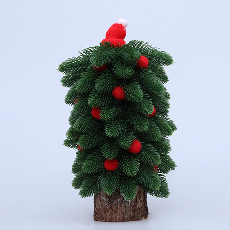 Weihnachts-Mini-Schlafzimmer Simulierte Kiefernadelbaum-Atmosphäre Dekoratives Rotes Haarball-Schreibtischornament Festivaldekoration