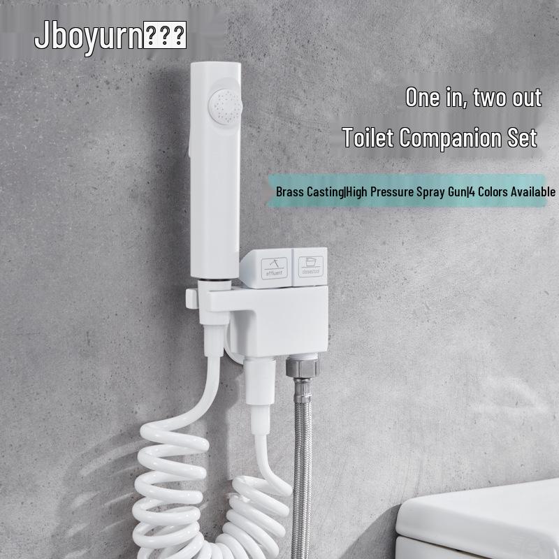 White Bathroom Bidet Toilet Spray Gun Set with Faucet Washer