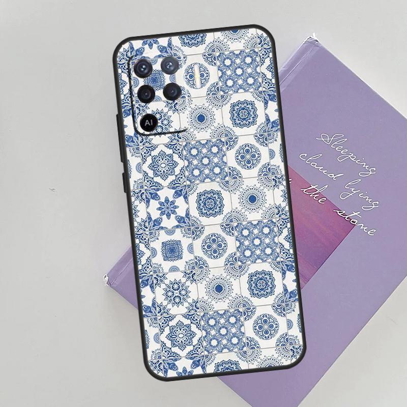 Blue And White Porcelain Case For Oppo A15 A16 A17 A52 A72 A76 A96 A74 A94 A53 A54S A57S A58 A78 A98 A77 Phone Cover