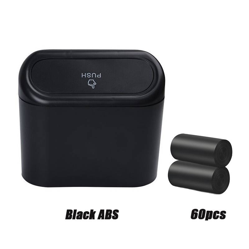 Hanging Car Trash Can with Lid Mini Tray Dustbin Garbage Box Trash Car Interior Storage Case Trash Bin Push Can Car Accessories