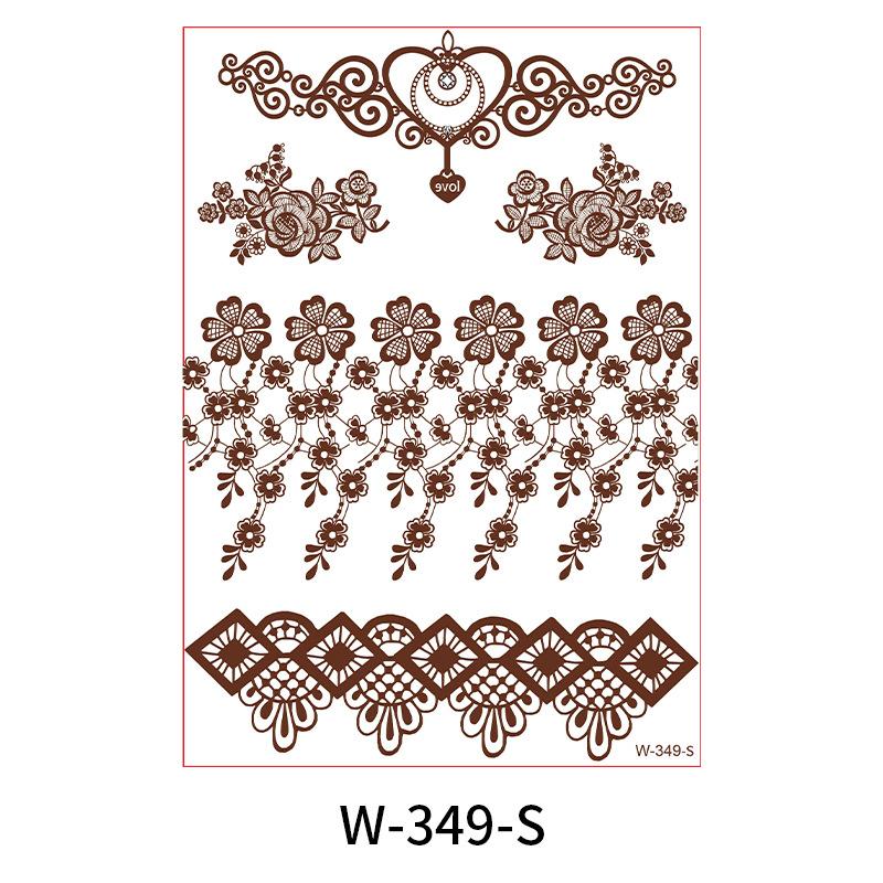 Indian Lace Tattoo Sticker Reddish-Brown Waterproof Tattoo Sticker
