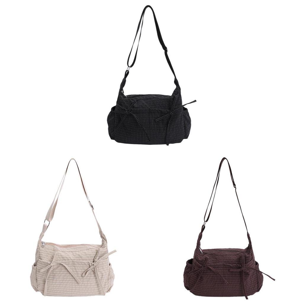 Nylon Urban Minimalist Single Shoulder Bag With Tie Closure For Daily Use