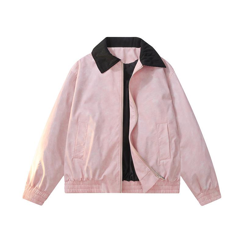 

Spring and Autumn Japanese Retro Fattened Plus Size Jacket Men s Trendy Top M розовый