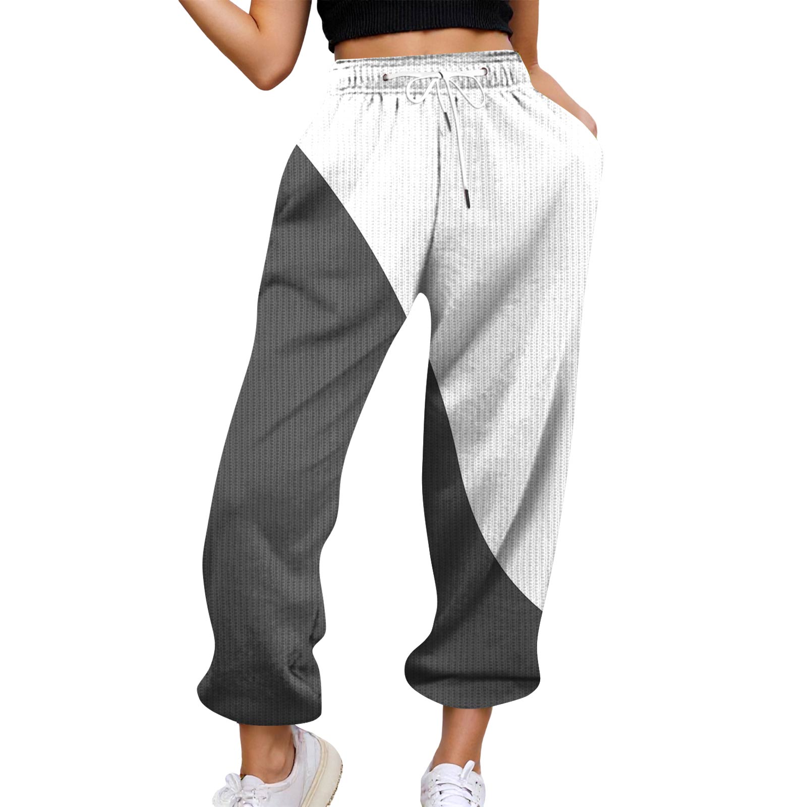 

Женские повседневные брюки с высокой талией, поясом, спортивными брюками и карманами L