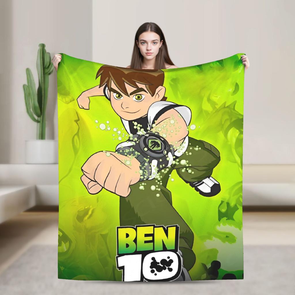 Ben 10 Omnitrix Unleashed Flannel Blankets  Warm Soft Bedding Throws for Couch Bed Picnic Aesthetic Bedspread Sofa Bed Cover