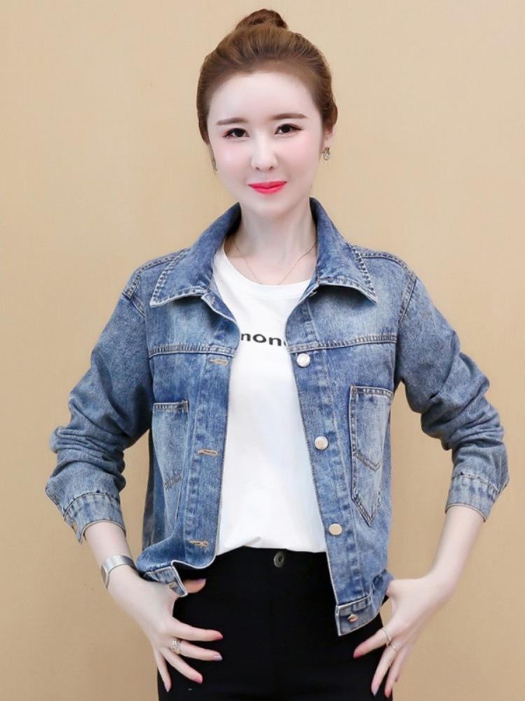 Women's Slim-Fit Versatile Vintage Denim Jacket - Korean Style for Spring/Autumn 2025