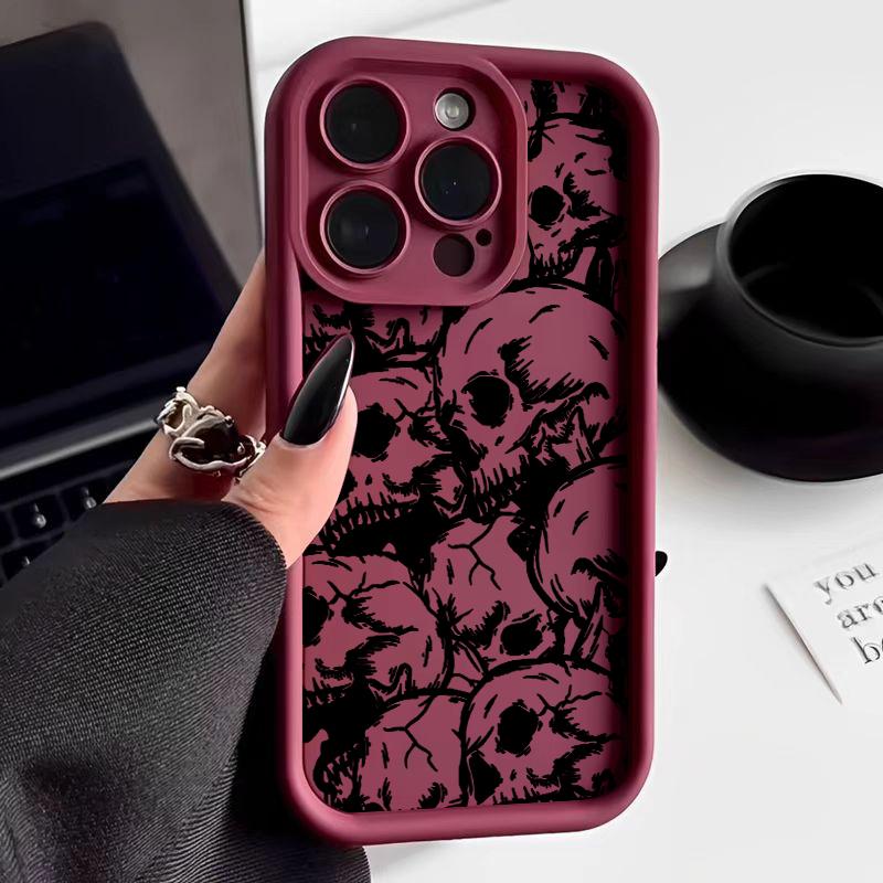 Punk Style Skull Art Print Phone Case for iPhone 17 16 15 14 13 12 11 Series Pro Max Plus