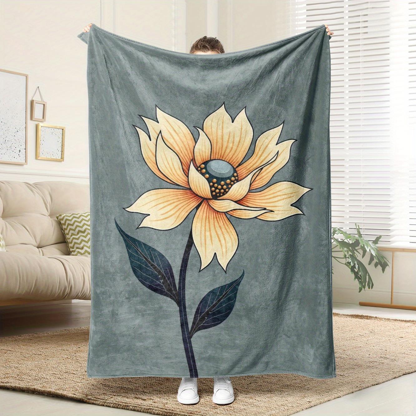 

1pc Vintage sunflower pattern blanket polyester fabric machine washable suitable for sofa living room and bedroom 75x100cm