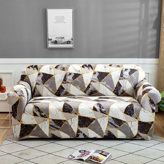 Elastic Triangle Pattern Sofa Cover Stretch Sofa Covers for Living Room Sofa Towel Slip -Resistant Fully -Wrapped Couch Cover