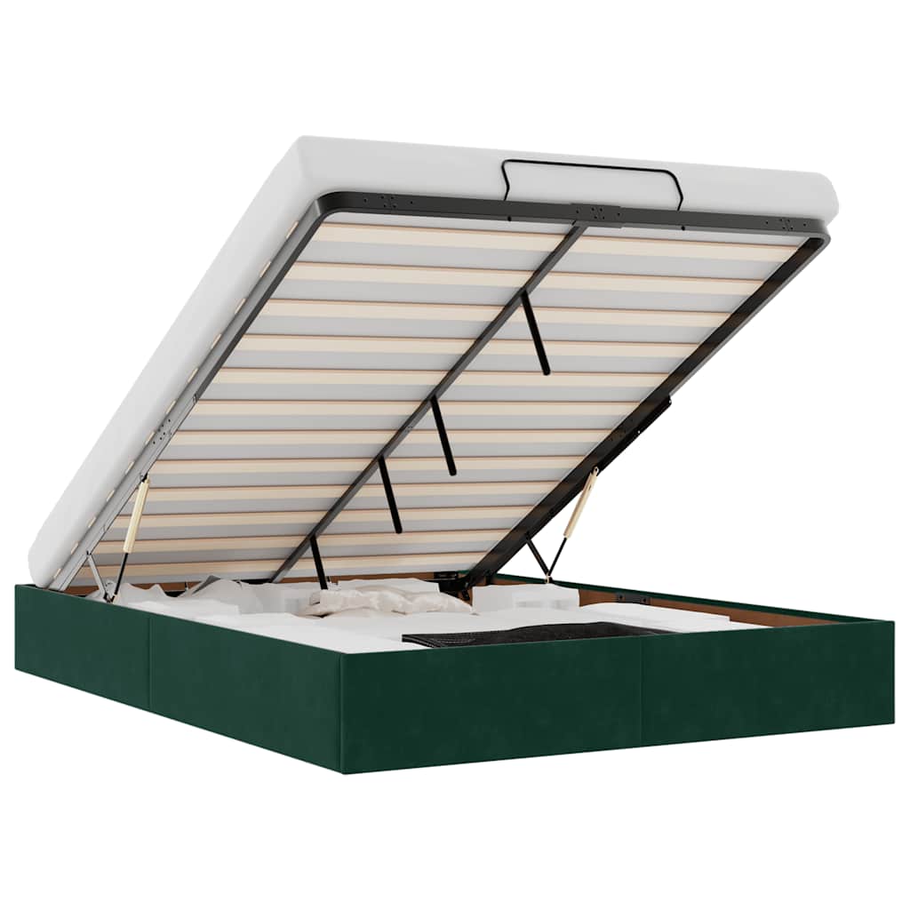 Ottoman Bed Without Mattress Dark Green 140x190 Cm Velvet