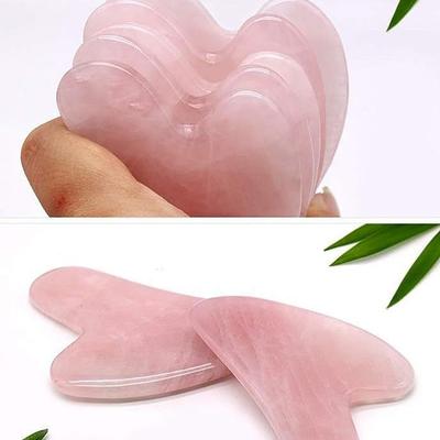 Pink Crystal Jade, Crystal Stone Scraping Board, Heart-shaped, Face, Sheep Horn, Natural Stone, Beauty Powder, Beauty Natural Powder Crystal