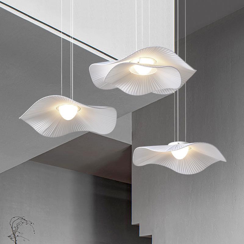 Nordic Lotus Leaf Pendant Light - Elegant White LED Ceiling Fixture for Living Room, Bedroom, Study, or Restaurant.