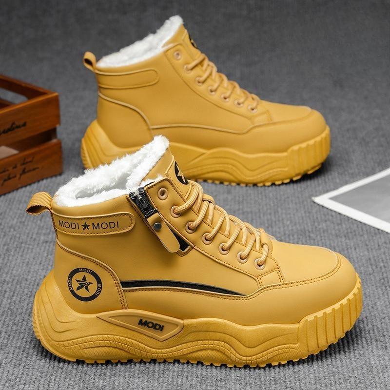 Men's Winter Warm-Lined Thickened Waterproof Anti-Slip Cotton Boots With Thick Sole.