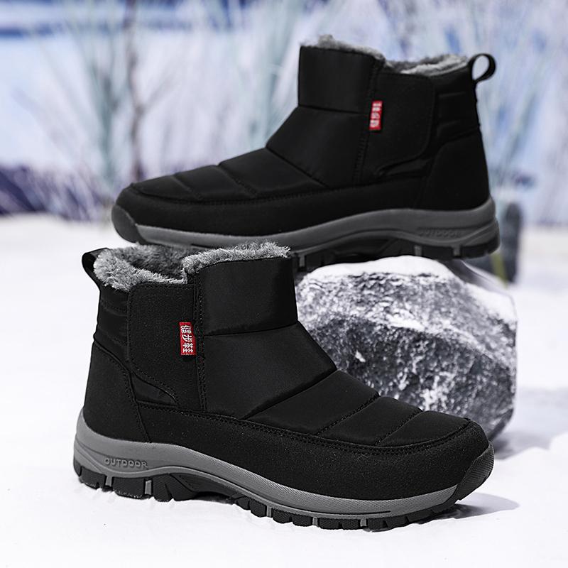 Winter Men Snow Boots Outdoor Warm Short Plush Boots Thick Sole Shoes for Men Walking Sneaker Unisex Women Boots Couple Shoes