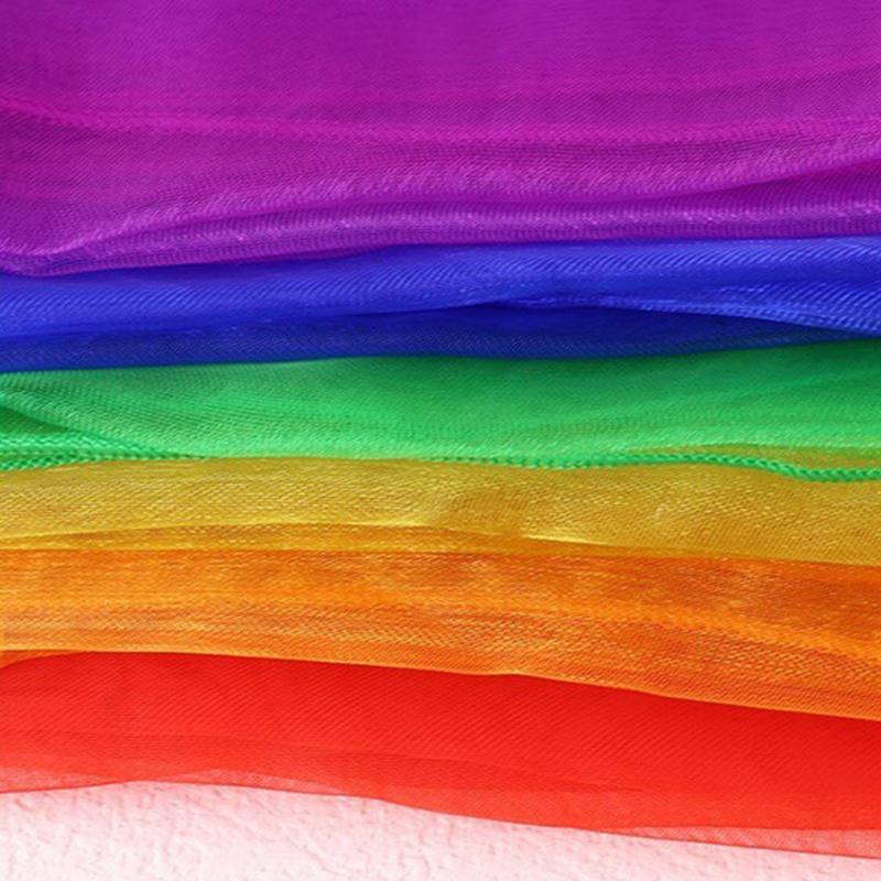 6Colors/Set Nylon Scarf Square Shawl Stage Roll Edge Pure Color Dance Scarf Shawl DIY Performance Gauze Prop School Supplies ZYF