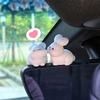 2pcs Couple Animal Light Kiss Car Ornament Add Love Atmosphere, Rearview Mirror Decoration Ornament Easter Bunny