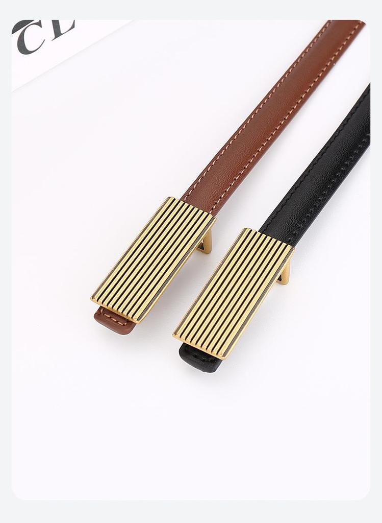 Women's Genuine Cowhide Leather Striped Dress Belt - Versatile & High-End Accessory