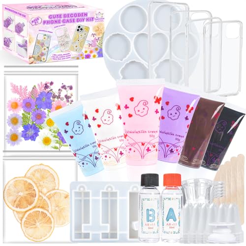 FUNSHOWCASE DIY Phone Case Deco Kit: Whipped Cream, Deco Parts, Deco Cream, Craft Materials, 36-Piece Creamy Whip Starter Set