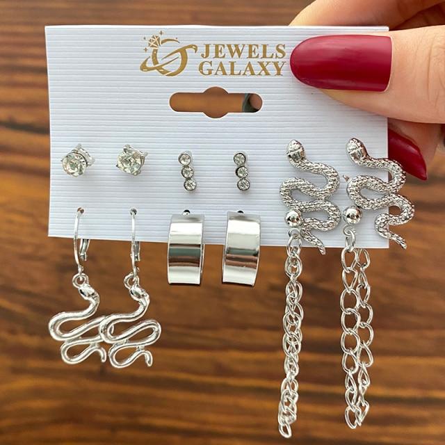 Tone Color Snake Drop Earrings Set Geometric Long Tassel Dangle Earrings Set For Women Of Earrings JewelryGeometric Drop