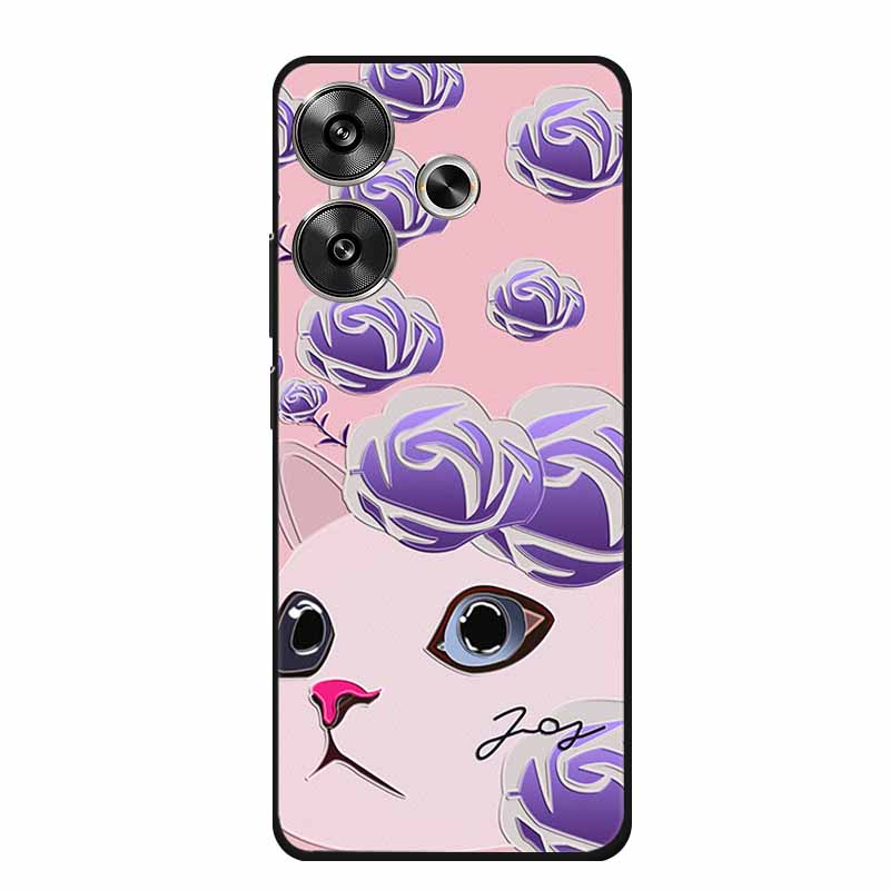 3D Embossed Case For Xiaomi Poco M6 4G Phone Case M 6 Plus Flowers Silicone Soft Coque For Xiaomi Redmi 13 13x Back Cover Case