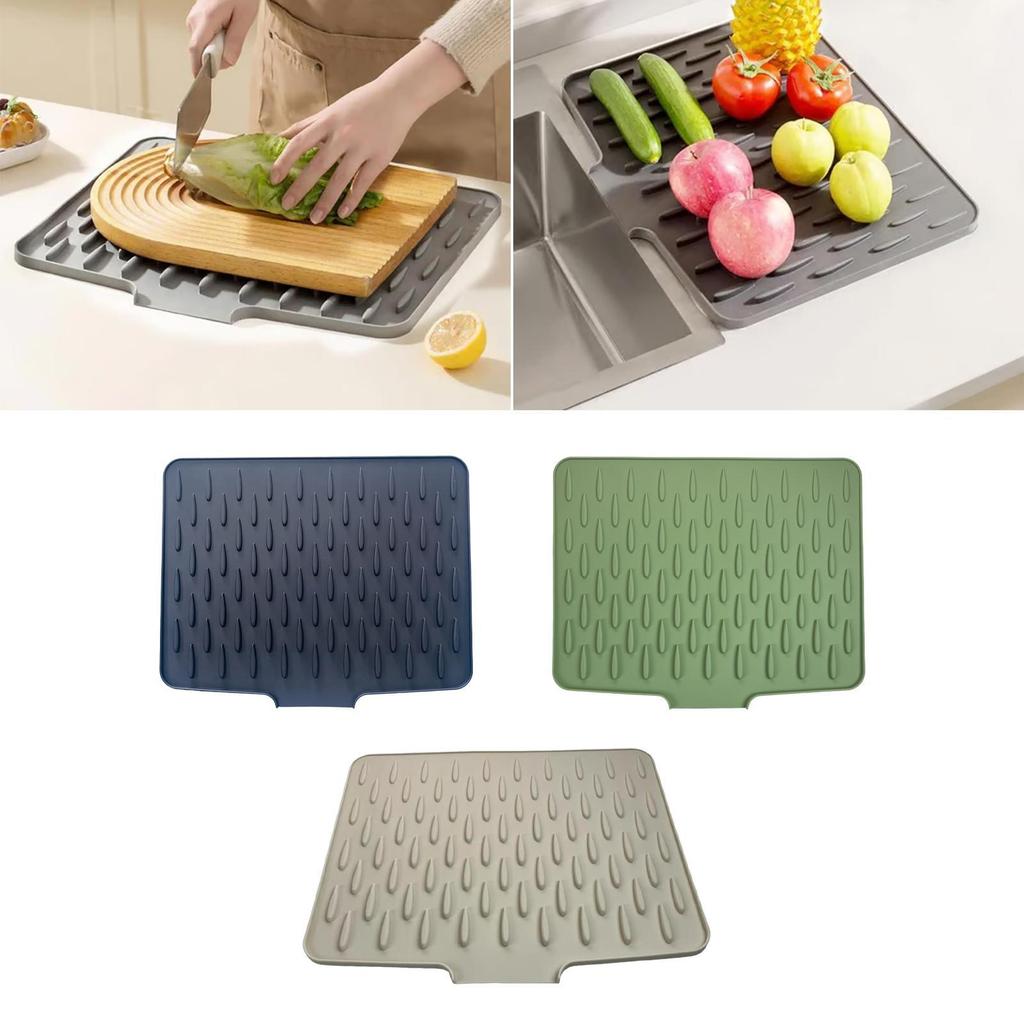 Silicone Dish Drying Mat Avoids Water Build Up Refrigerator Sturdy Heat Resistant Insulation Pad Drain Pad Dish Drying Pad