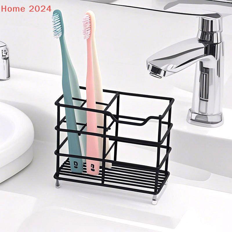Bathroom Toothbrush Holder Stainless Steel Black Sliver Tooth Brush Holder Toothpaste Holder Stand Bathroom Organizer Accessory
