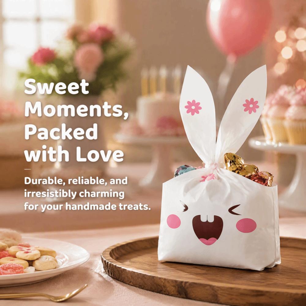 50PCS Long Ear Treat Bags Bunny Sheep Mouse Print Snack Packaging Bag Easter Party Favor