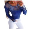 Womens Fashion Round Neck Long Sleeve Lace Base Shirt Blouse Plus Size Tops