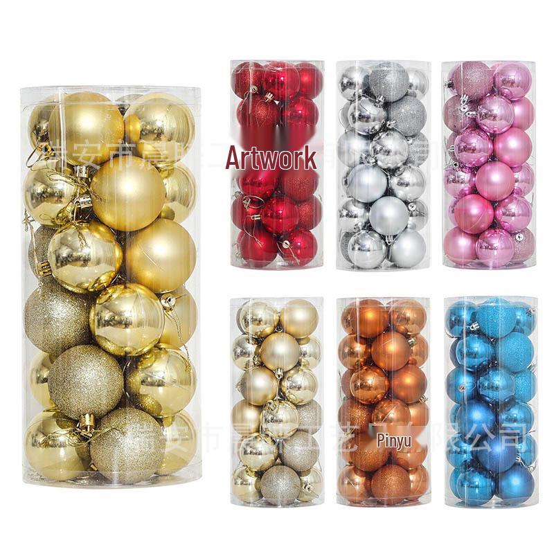 Christmas Hot-Selling Electroplated Ball Set - 24 PVC Tree Decorations