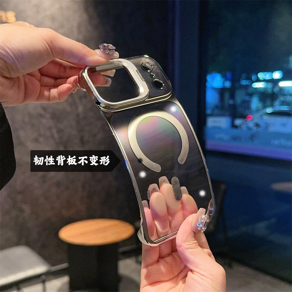 Luxury Transparent PC Plated Phone Case for iPhone 17 Pro Max Air 16 15 14 13 Magsafe Magnetic Borderless Cover for Apple Case