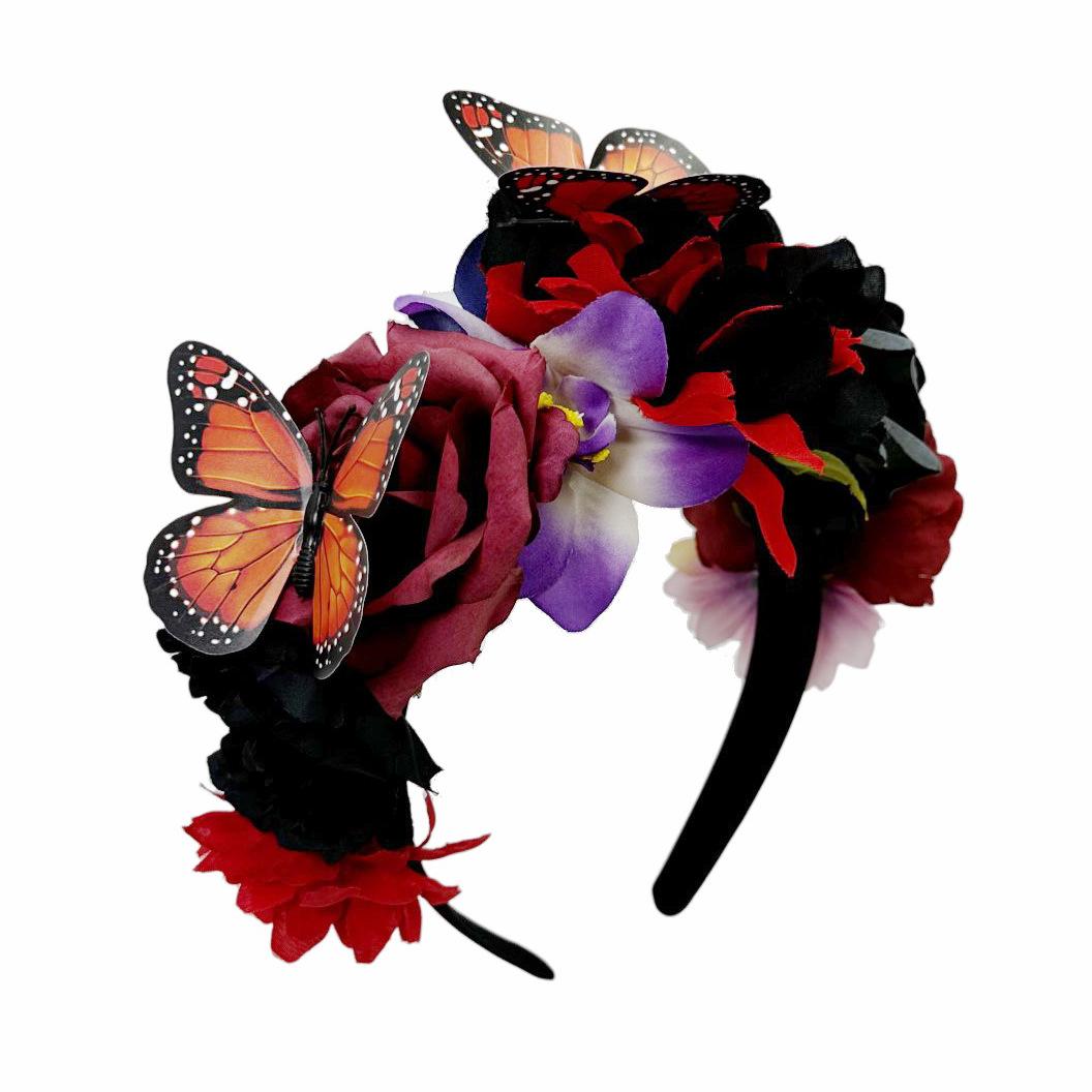 Новая мексиканская этническая пряжка для волос имитация цветочной бабочки повязка на голову вечеринка маскарад вечеринка наряжаться головной убор