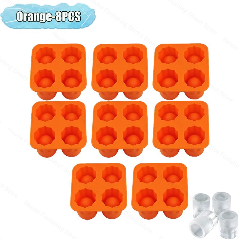 4 Cup Shape Silicone Ice Cube Mold Tray Summer Bar Party DIY Cold Drink Ice Compartment Mold Ice Cup Ice Cube Tray Kitchen Tool