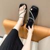Flat-bottomed Rhinestone Temperament Set Toe Cool Slippers Fairy Shoes Wear 2024 New Summer French One-word Sandals