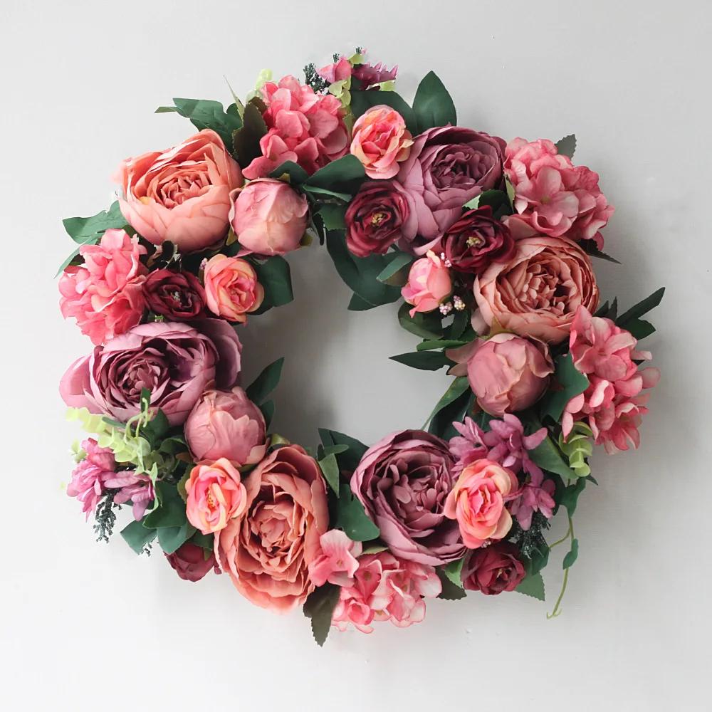 Artificial Peony Wreath Garland Rattan Home Decor Wedding Wreath Flower Home Door Decoration Wedding Centerpieces for Tables