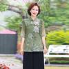 Middle-Aged Women's Summer Cotton & Linen Short-Sleeve T-Shirt Set