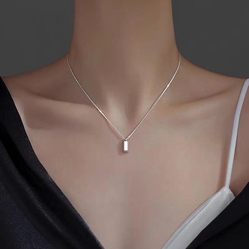 2024 New Luxury 925 Sterling Silver Square Necklace for Women