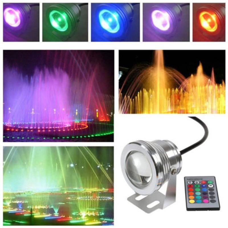 10W RGB LED Light Fountain Pool Pond Spotlight Underwater Waterproof ...
