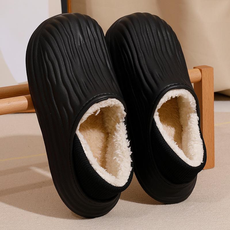 Indoor Thick Soled Anti Slip Waterproof Velvet Warm Cotton Slippers In Autumn And Winter