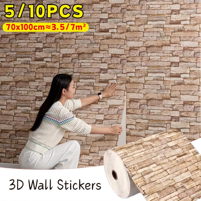 70cmx100cm 3D Faux Brick Wall Sticker Self Adhesive Wallpaper Waterproof Decor For Bedroom Kitchen Living Room Interior Wall