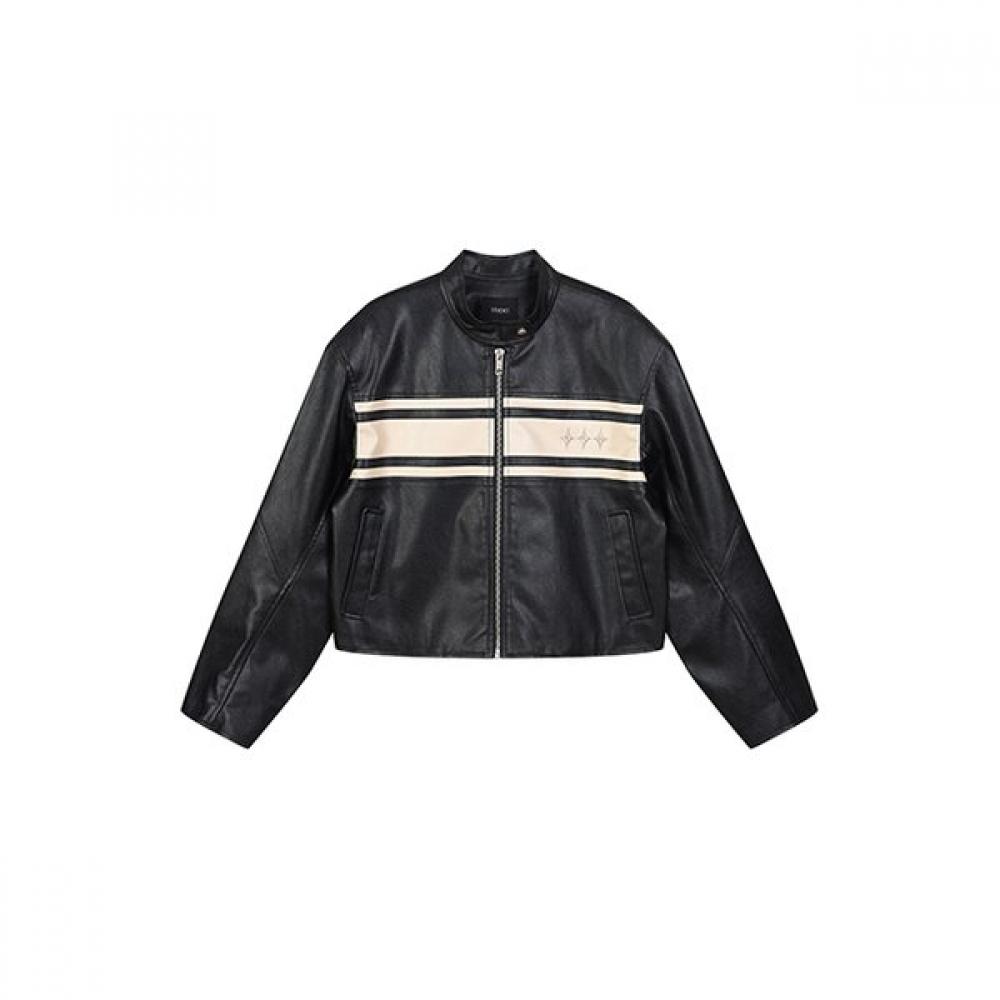 LAP Color Block Crop Rider Jacket Ar1lz260