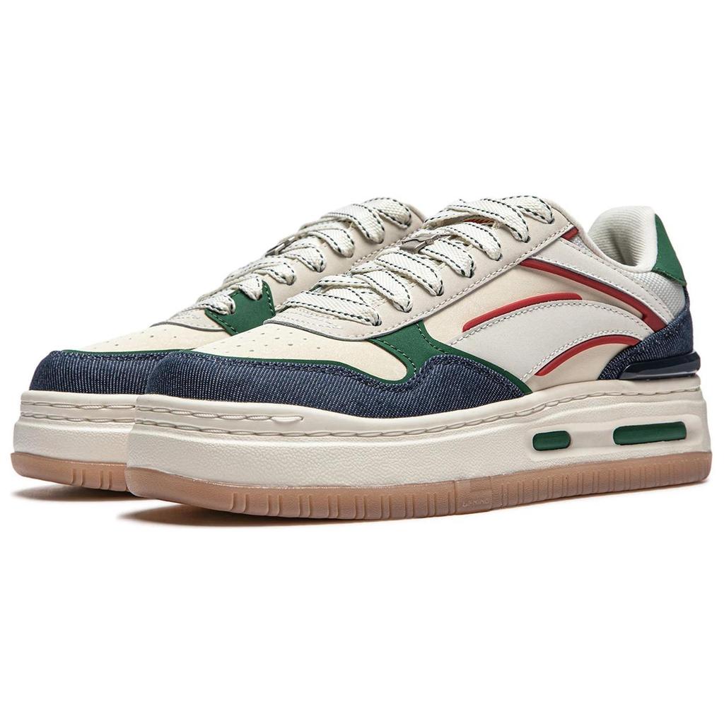 New LiNing Future C1 Anti-Slip Wear-Resistant Low-Top Skateboard Shoes Women's Beige Green AGCU068-4