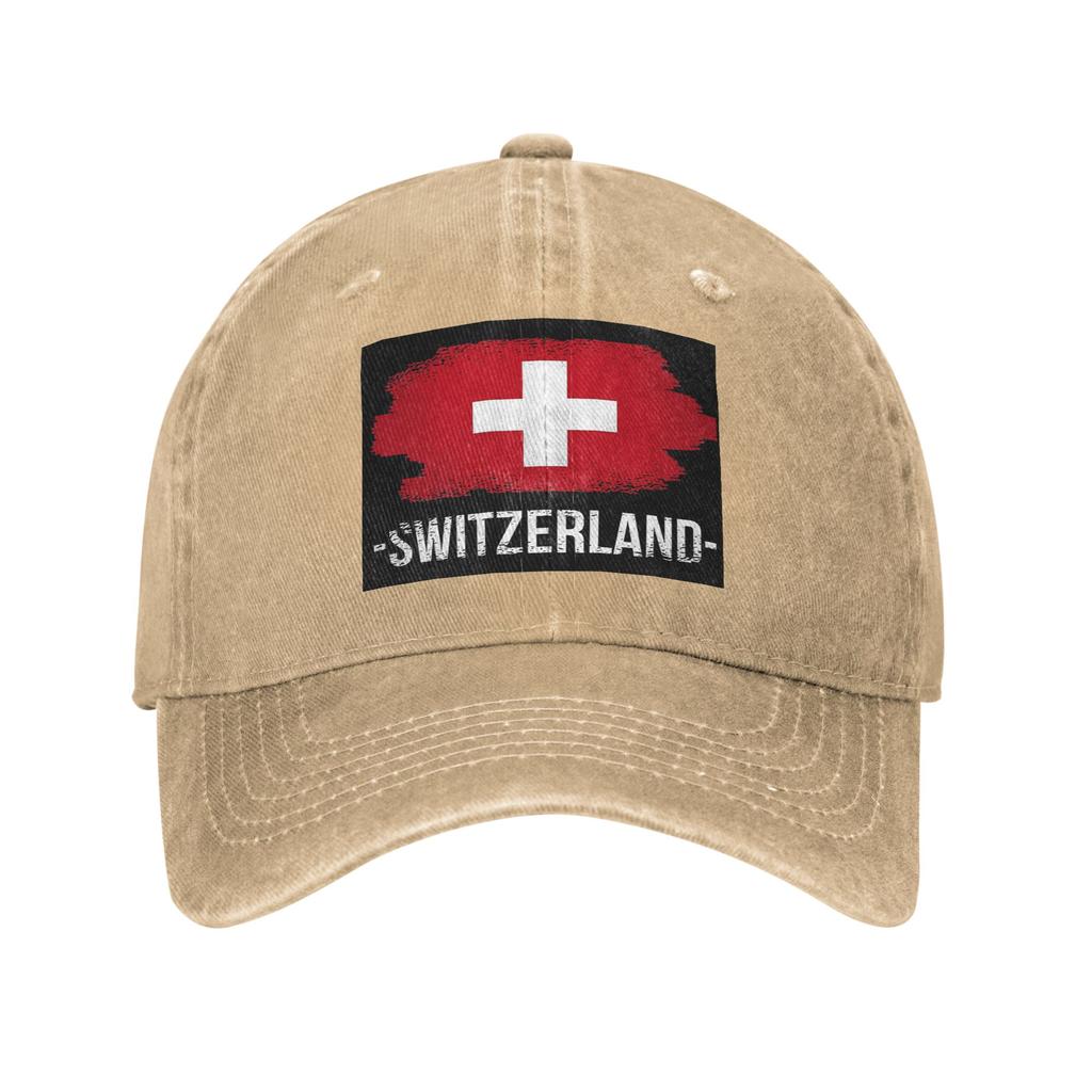 Schweizer Schweiz Flagge Denim Stoff Kappe Lässige Baseballkappen Verstellbarer Hut Sommer Unisex Baseballkappen