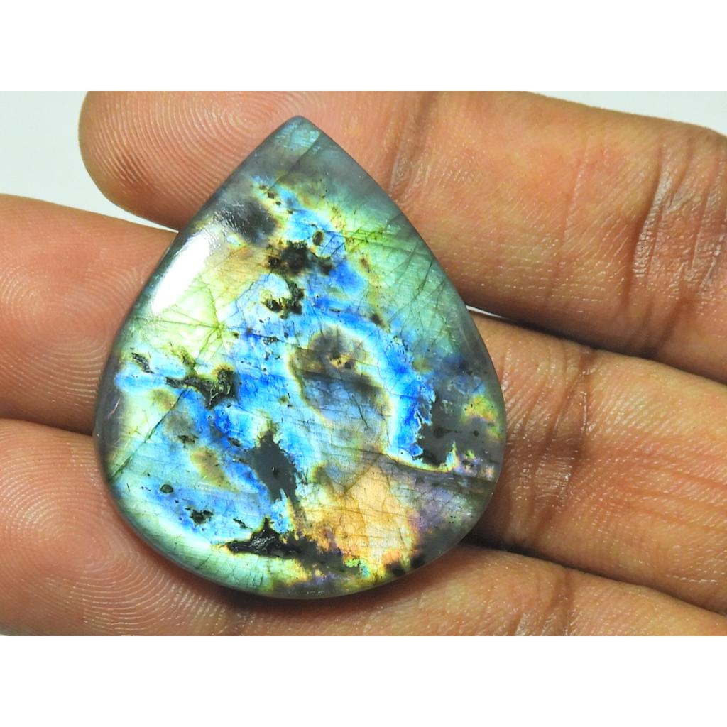 31X35MM Natural Labradorite Purple Spectrolite Pear Cabochon Loose Gemstone SK-3278