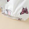 Summer Elephant Print T-shirt & Shorts Set for Baby Girls - Flutter Sleeve Romper with Bow Shorts